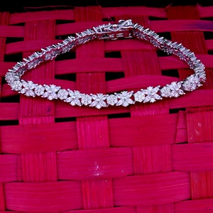 14k White Gold Over 8 Ct Marquise Round Cut Simulated Diamond Tennis Bracelet 7" - Picture 1 of 8