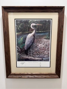 Litografía Art Long Of WI Edición Limitada “Stony Brook-Great Blue Heron” 13/480 - Imagen 1 de 12