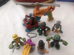 TMNT HALF SHELL HEROS TEENAGE MUTANT NINJA TURTLES FIGURES WITH HELICOPTER - Picture 1 of 10