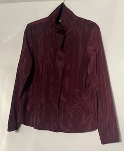 Loft O Light Jacket Womens Small Burgundy Full Zipper Iridescent Side Pockets - Picture 1 of 11