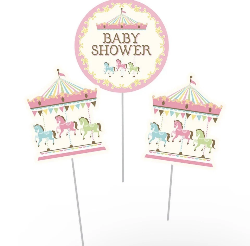 Carousel Horse Centerpiece Sticks [3ct] Baby Shower Decorations Supplies Party - Image 1 of 1