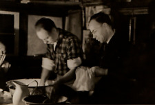 Vintage 1940s Photo Men Washing and Drying Dishes
