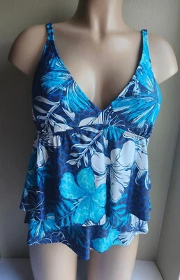 NWT Beach House Admiral Tankini Underwire Tiered Size 8 Swim Top Blue Floral  - Image 1 of 4