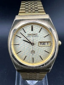 1979 Seiko King Quartz Mens Gold Plated Day Date Eng/Kanji 35mm Quartz 9923-7010 - Picture 1 of 11