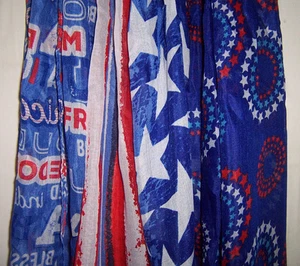 NEW ladies Fashion SCARF 60x12 soft sheer USA Patriotic 4th of July 2 styles - Picture 1 of 1