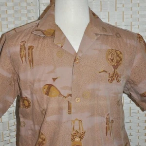 Camisa de Colección Stan Hicks Hawaiian Casuals Campamento Instrumentos Musicales Laúd Batería Talla M - Imagen 1 de 9