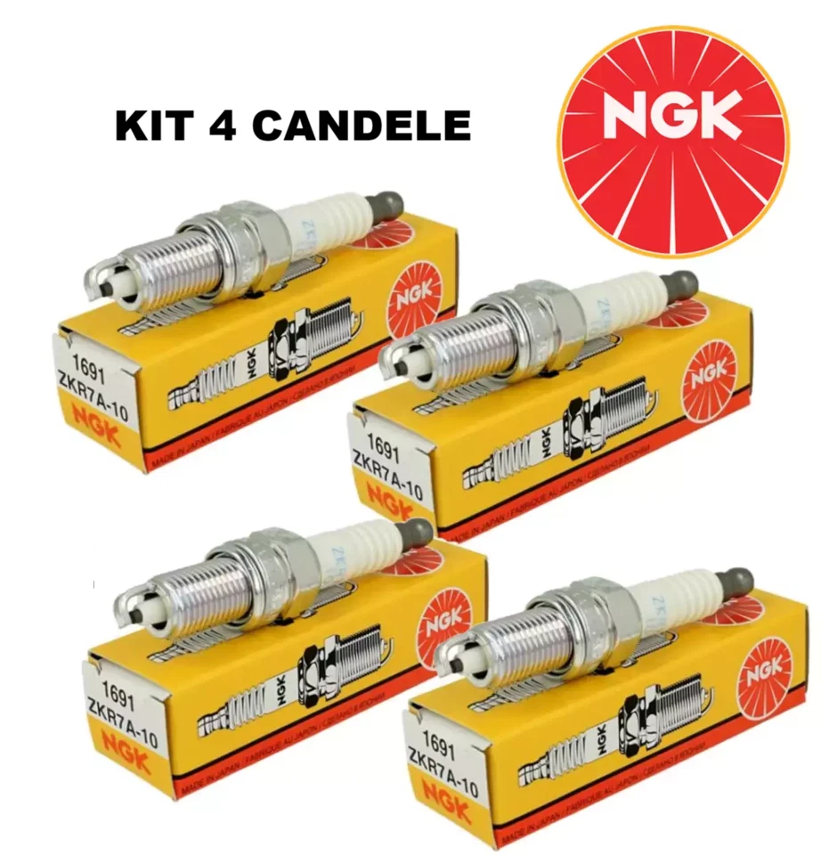 KIT 4 CANDELE NGK FIAT PANDA YPSILON 312 500 GRANDE PUNTO EVO 8V - ZKR7A10 1691 - Immagine 1 di 3