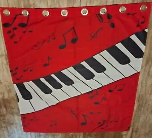 Piano Keys Striped Red Curtain Large Panel 53x63 Large grommets 2.5 inches VGC - Picture 1 of 8
