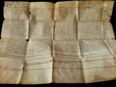 1384 XL MEDIEVAL VELLUM - Houses on St. Felio Street Purchase and Partition  - Image 1 of 4