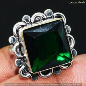 Green Glass Gemstone Ethnic Handmade Ring Jewelry US Size- 10.25 GR-30899 - Picture 1 of 1