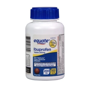 Equate Ibuprofen Tablets, 200 mg, Pain Reliever and Fever Reducer, 500 Count New - Picture 1 of 3