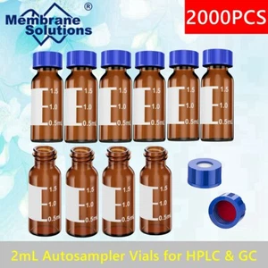 Muestreador automático 2000-2 ml frascos ámbar tapones de rosca azules parche de escritura botellas de vidrio LAB - Imagen 1 de 15