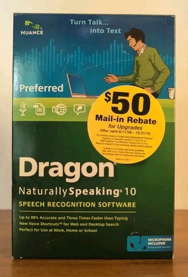 Nuance Dragon Naturally Speaking 10 Speech Recognition Software & Microphone - Image 1 of 4
