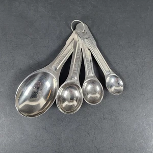 Set Of 4 Stainless Steel Measuring Spoons 1 Tbsp 1 Tsp 1/2 Tsp 1/4 Tsp Cooking & - Picture 1 of 5
