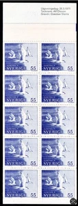 Schweden, komplette Heftchenscheibe mit 6 Marken, postfrisch-1971, 55 öre, Sc. 888a, SG SB257 - Bild 1 von 2