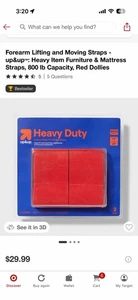 Correas para levantar y mover el antebrazo - Correas para muebles y colchones para artículos pesados 800 lb de altura - Imagen 1 de 3