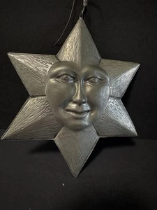 Star Wall Hanging Tin Face Celestial Christmas Decoration German Vintage 3D  - Picture 1 of 11