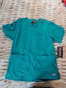New Skechers Barco Men's 3 Pocket Scrub Top Teal Stretchy Sides - Picture 1 of 6