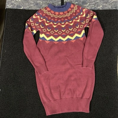 Modcloth Tejido Suéter Vestido Mujer XS Manga Larga Cuello Nórdico Zig Zag Funda Mamá Foto 1 de 4