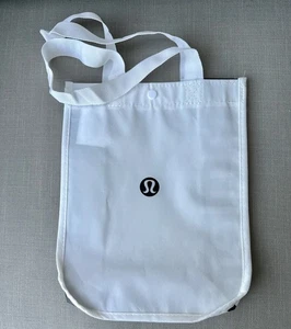 Lululemon Small White Shopping Bag Tote with Black Logo New - Picture 1 of 4