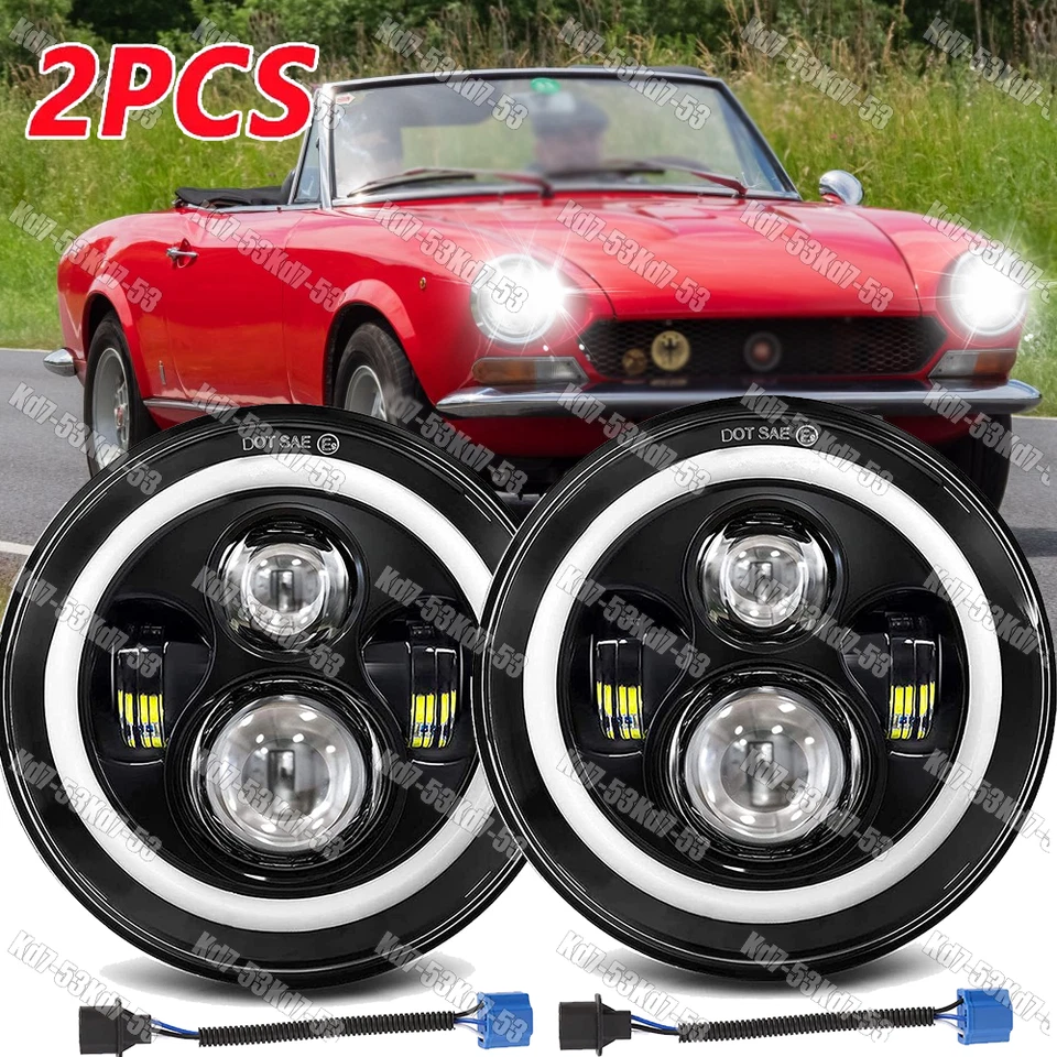2 PIEZAS Para 1966-1985 FIAT 124 Spider 7" Faro LED DRL haz alto/bajo + intermitente Foto 1 de 4