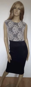 Stunning Bodycon Occasion Dress By AX Paris Size 10 NWOT Navy Blue Lacy Top - Picture 1 of 3