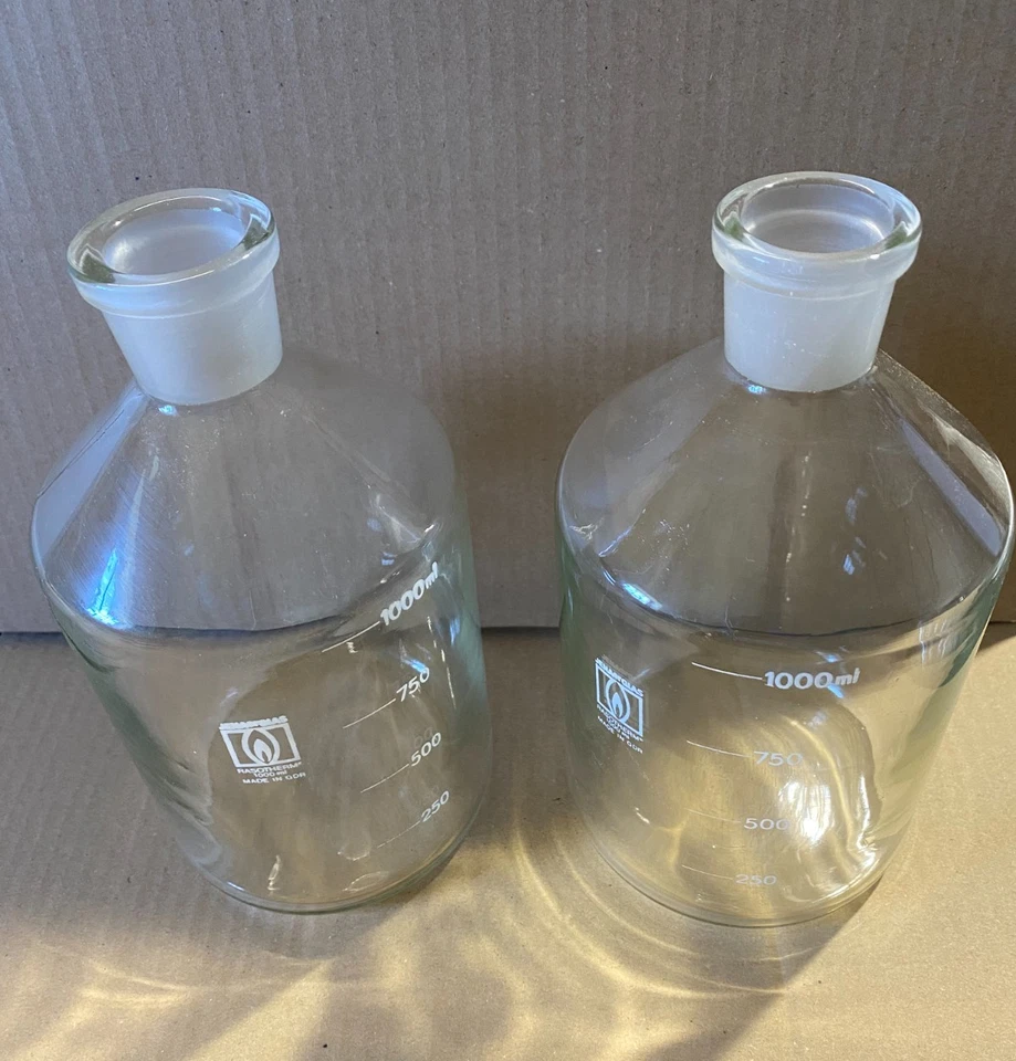 3 x Rasotherm Laborflasche 1000 ml Borosilikat enghals Typ 4326 Laborglas