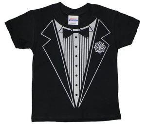 Kids youth toddler size black Tuxedo design funny tee shirt tux t-shirt - Picture 1 of 1