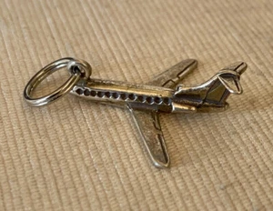 Vintage Sterling Silver Transportation PASSENGER JET AIRPLANE Charm Pendant - Picture 1 of 4