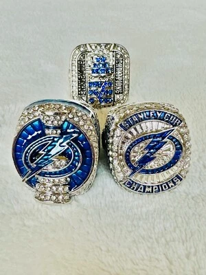 CONJUNTO DE 3 PEÇAS Tampa Bay Lightning Championship Ring, 🇺🇸 ENVIO 2004/20/21 - Imagem 1 de 3