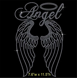 Ángel con alas largas estrás/diamante transferencia hierro hotfix con motivo - Imagen 1 de 5