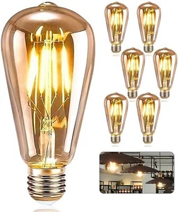 6PCS ST64 E27 Vintage Retro Edison Bulbs, 40W Filament Light Bulb Warm White AU - Picture 1 of 12