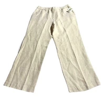 Pantalones de vestir para mujer JM Collection 100 % lino talla 14 beige pantalones de lino nuevos con etiquetas Foto 1 de 4