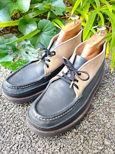 Russell Moccasin Sporting Clays Chukka Boots US 8.5 E Black Leather Beige Suede - Picture 1 of 23