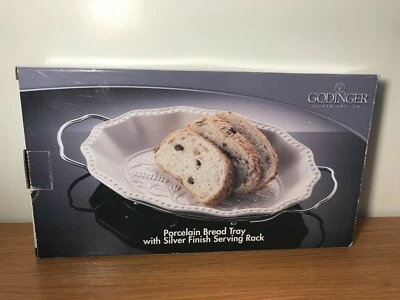 GODINGER 11 1/2" X 7 1/2" PORCELAIN BREAD TRAY W/SERVING RACK: "BLESS THIS HOME" - Image 1 of 4