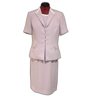 Kasper ASL Jacket Dress Women’s Size 10 Lilac 2-Piece Suit Dress Short Sleeve - Image 1 of 4