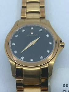 $1,395 MOVADO Masino Black Dial Diamond Ladies Watch 0607076 - Picture 1 of 5