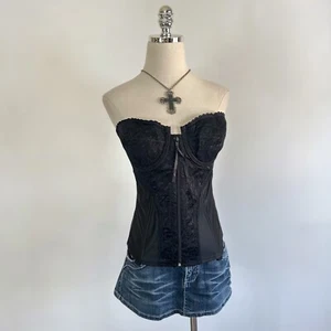 Vintage 90s Y2k Black Sexy Corset Fredericks of Hollywood Going Out Grunge - Picture 1 of 4