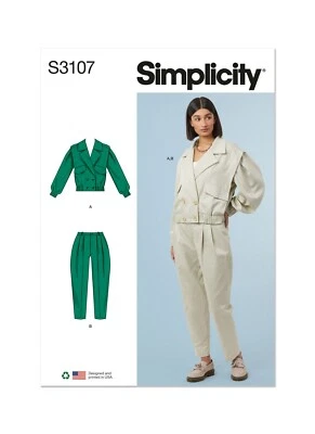SIMPLICITY 3107 MISSES JACKET & PANTS Sewing Pattern 8-16 & 18-26 Skill - Image 1 of 4