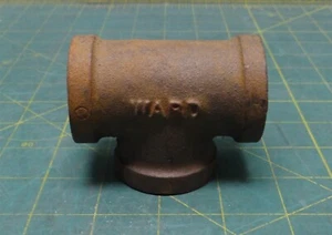 1" NPT Female Ward Black Malleable Iron Tee, 3-1/8" Length, 2-1/2" Height - Picture 1 of 6