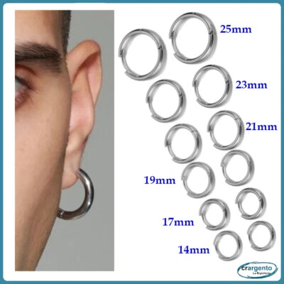 orecchini cerchio uomo acciaio inox piccoli da a in cerchietti lobo per spessi - Immagine 1 di 4