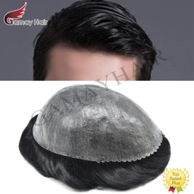 Unidad de repuesto para sistema de cabello humano Toupee para hombre inyección piel PU pelucas Foto 1 de 4