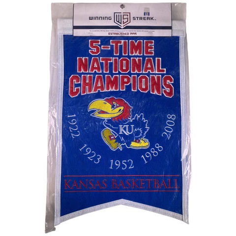 NEW Kansas Jayhawks National NCAA CHAMPION Banner WINNING STREAK Wool  14"X21" Cover