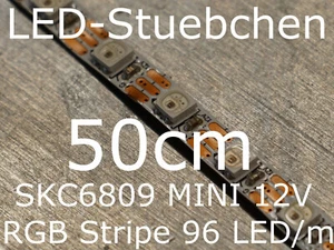 0,5m 12V RGB Stripe SKC6809MINI - 5mm Breite - 96 LED/m - LEDs mit Controller - Bild 1 von 1