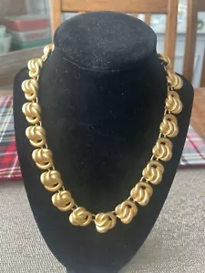 Firmado Anne Klein Doble Nudo Grueso Acabado Mate Tono Dorado 17" Collar Palanca - Imagen 1 de 5