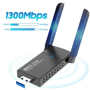 USB 3.0 Wireless WIFI Adapter 1300 Mbps Long Range Dongle Dual Band 5Ghz Network - Picture 1 of 15