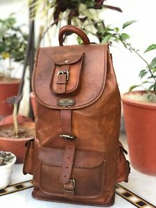 21" Men's Women Genuine Leather Extra Large Backpack Travel Vintage Rucksack Bag