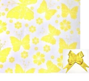 Yellow Butterfly Cellophane | Easter Cellophane and Pull Bow Included!