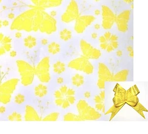 Yellow Butterfly Cellophane | Easter Cellophane and Pull Bow Included! - Picture 1 of 3