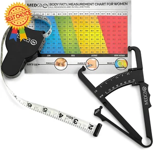 Body Fat Caliper and Measuring Tape for Body, Skinfold Calipers, Black - Picture 1 of 12